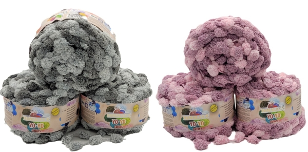 600g Himalaya Pompon Garn Yo-Yo mehrfarbig, 600 Gramm Pompom – Wolle, Strickgarn mit Bommel